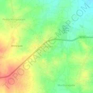 Mappa topografica Moinabad, altitudine, rilievo