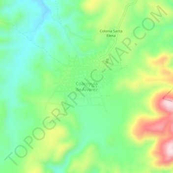 Mappa topografica Coacoyula de Álvarez, altitudine, rilievo