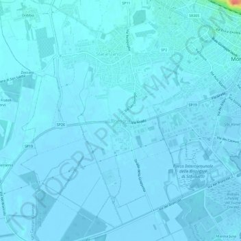 Mappa topografica Bistrigna, altitudine, rilievo
