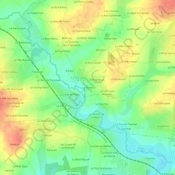 Mappa topografica Le Tertre, altitudine, rilievo