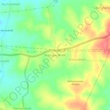 Mappa topografica Manuganahalli, altitudine, rilievo