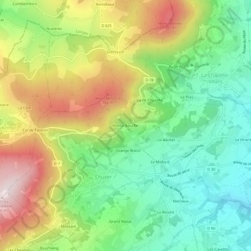 Mappa topografica Bonne Bouche, altitudine, rilievo