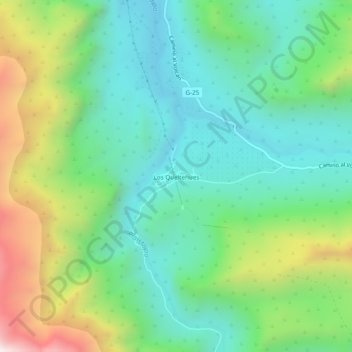 Mappa topografica Los Queltehues, altitudine, rilievo