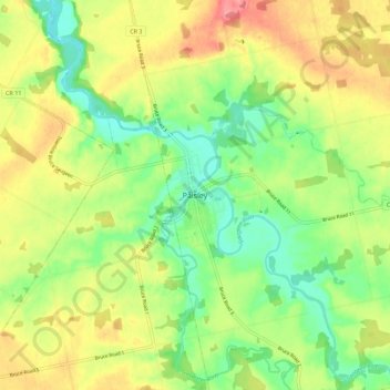 Mappa topografica Paisley, altitudine, rilievo