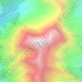 Mappa topografica Chancellor Peak, altitudine, rilievo