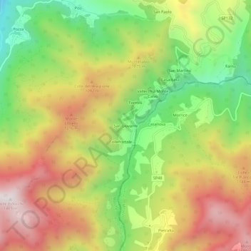 Mappa topografica San Giovanni, altitudine, rilievo