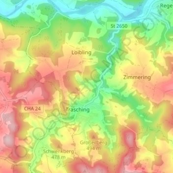 Mappa topografica Zinzenthal, altitudine, rilievo