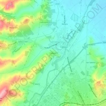 Mappa topografica Collicelli, altitudine, rilievo