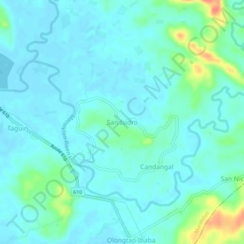 Mappa topografica San Isidro, altitudine, rilievo