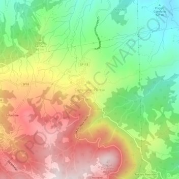 Mappa topografica Campiglia d'Orcia, altitudine, rilievo
