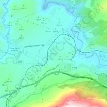 Mappa topografica Plines, altitudine, rilievo