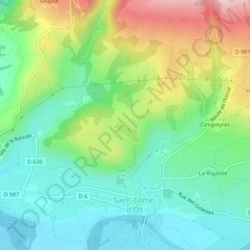 Mappa topografica La Combe, altitudine, rilievo