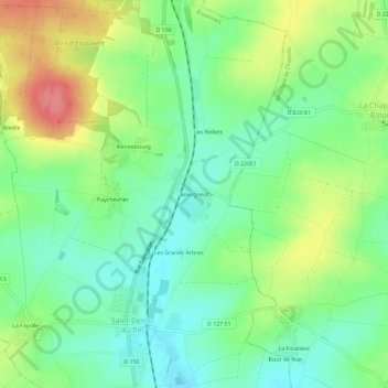 Mappa topografica Bourgneuf, altitudine, rilievo