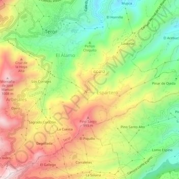 Mappa topografica El Faro, altitudine, rilievo