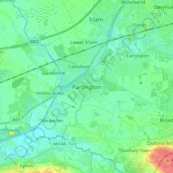 Mappa topografica Partington, altitudine, rilievo