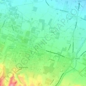 Mappa topografica Bell'Italia, altitudine, rilievo