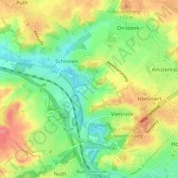 Mappa topografica Thull, altitudine, rilievo