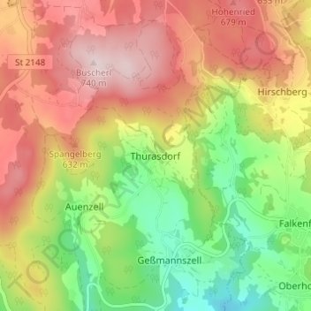 Mappa topografica Thurasdorf, altitudine, rilievo