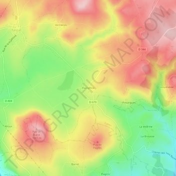 Mappa topografica Pierrefitte, altitudine, rilievo