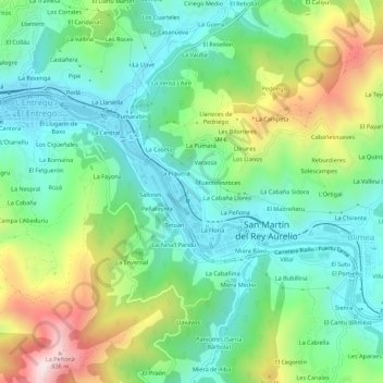 Mappa topografica Samartín, altitudine, rilievo
