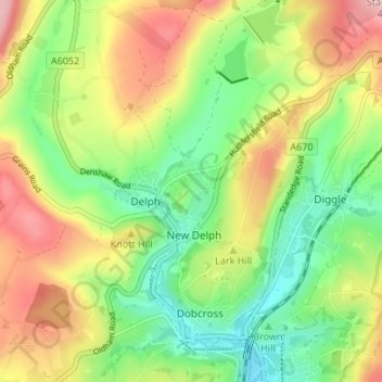 Mappa topografica Dale, altitudine, rilievo