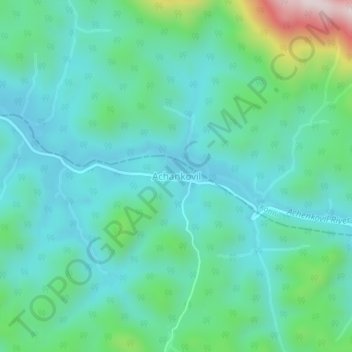 Mappa topografica Achankovil, altitudine, rilievo