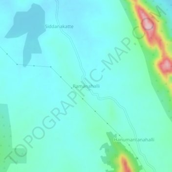Mappa topografica Ramanahalli, altitudine, rilievo