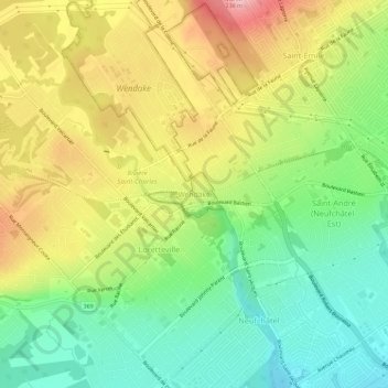 Mappa topografica Wendake, altitudine, rilievo