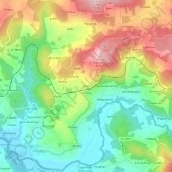 Mappa topografica Fabal, altitudine, rilievo