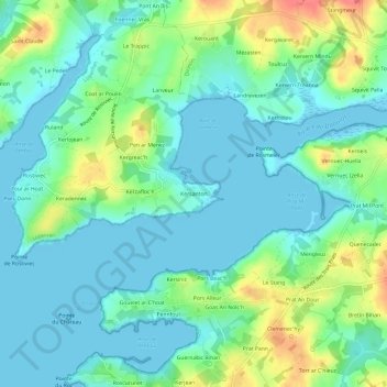 Mappa topografica Kersanton, altitudine, rilievo