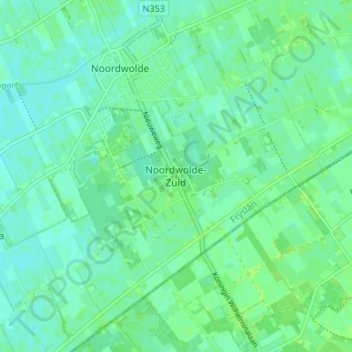 Mappa topografica Noordwolde-Zuid, altitudine, rilievo