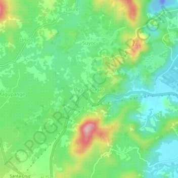 Mappa topografica Bugas-bugas, altitudine, rilievo