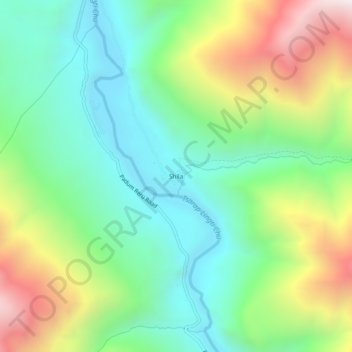 Mappa topografica Shila, altitudine, rilievo