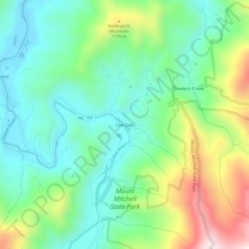 Mappa topografica Low Gap, altitudine, rilievo