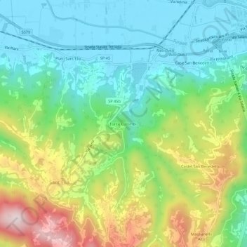 Mappa topografica Fonte Colombo, altitudine, rilievo