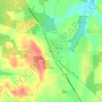 Mappa topografica Swan, altitudine, rilievo