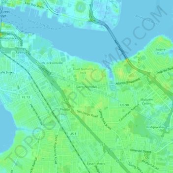 Mappa topografica Saint Nicholas, altitudine, rilievo