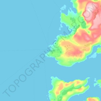 Mappa topografica Ilulissat, altitudine, rilievo