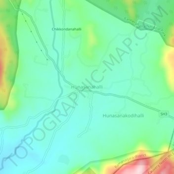 Mappa topografica Hunasanahalli, altitudine, rilievo