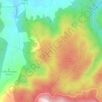 Mappa topografica San Nicola, altitudine, rilievo