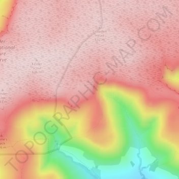Mappa topografica Crowden Tower, altitudine, rilievo