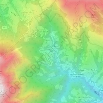 Mappa topografica Scullera, altitudine, rilievo