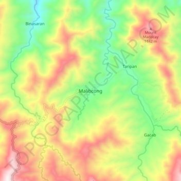 Mappa topografica Malibcong, altitudine, rilievo