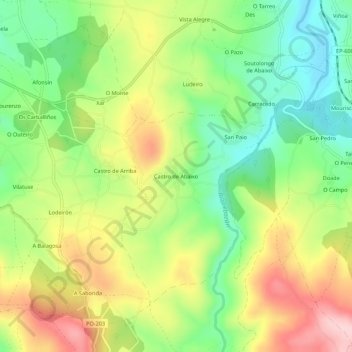 Mappa topografica Castro de Abaixo, altitudine, rilievo