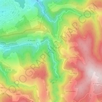 Mappa topografica Au Martinet Neuf, altitudine, rilievo