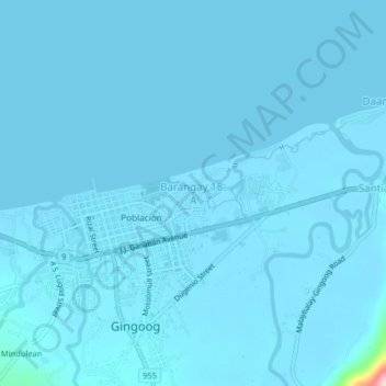 Mappa topografica Barangay 18-A, altitudine, rilievo