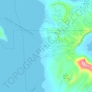 Mappa topografica Alas-as, altitudine, rilievo