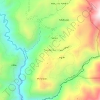 Mappa topografica San Ramón, altitudine, rilievo
