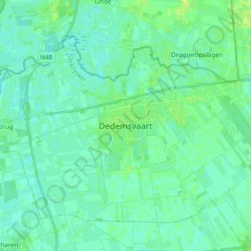 Mappa topografica Dedemsvaart, altitudine, rilievo