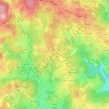 Mappa topografica Nouridier, altitudine, rilievo